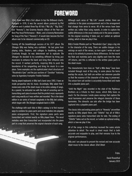 Joel, arr. Rosenthal - Billy Joel: 52nd Street - Piano, Vocal, Guitar