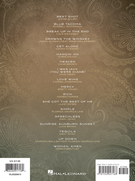 Various - Top Country Hits of 2018-2019: 18 Hot Singles - Piano, Vocal, Guitar