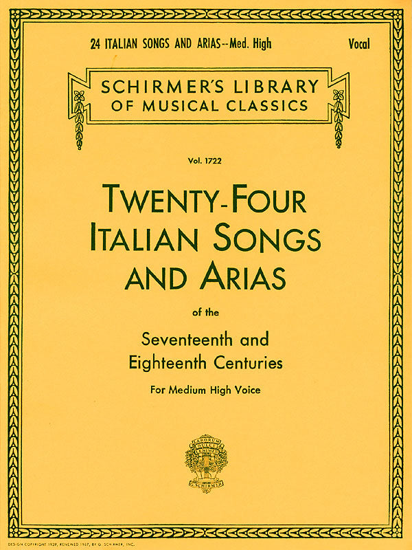 Various - 24 Italian Songs and Arias of the 17th and 18th Centuries - Medium High Voice and Piano