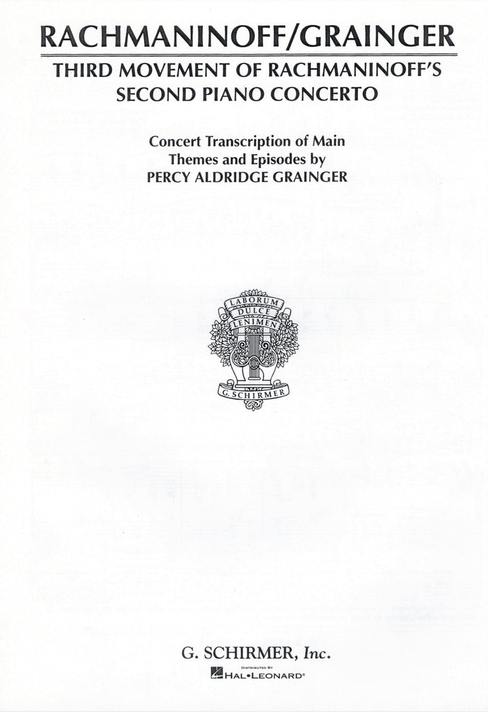 Rachmaninoff, arr. Grainger – Third Movement of Rachmaninoff's Second Piano Concerto – Piano