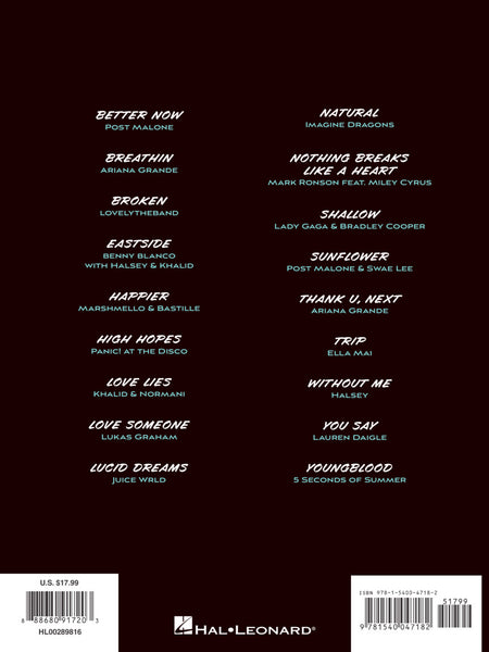 Various - Chart Hits of 2018-2019: 18 Hot Singles - Piano, Vocal, Guitar