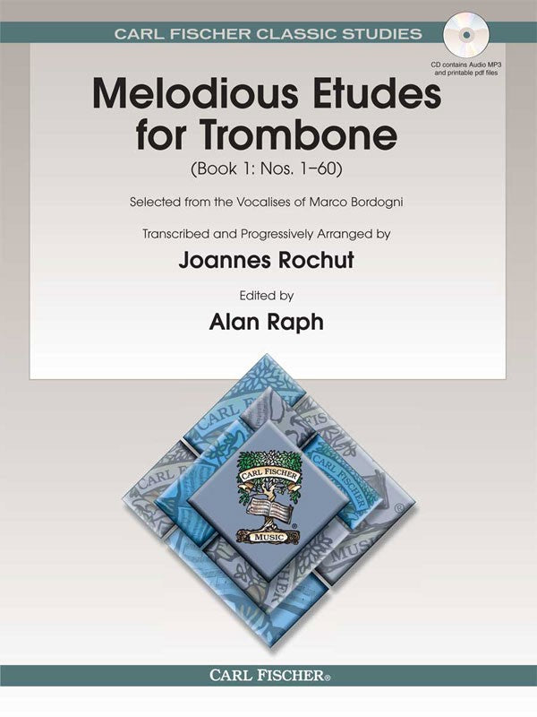 Bordogni, arr. Rochut, ed. Raph - Melodious Etudes for Trombone, Book 1 (w/audio access) old cover art - Trombone Method