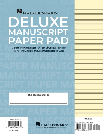 Manuscript Paper - 12 Staff, 64 Pages, Letter-Sized