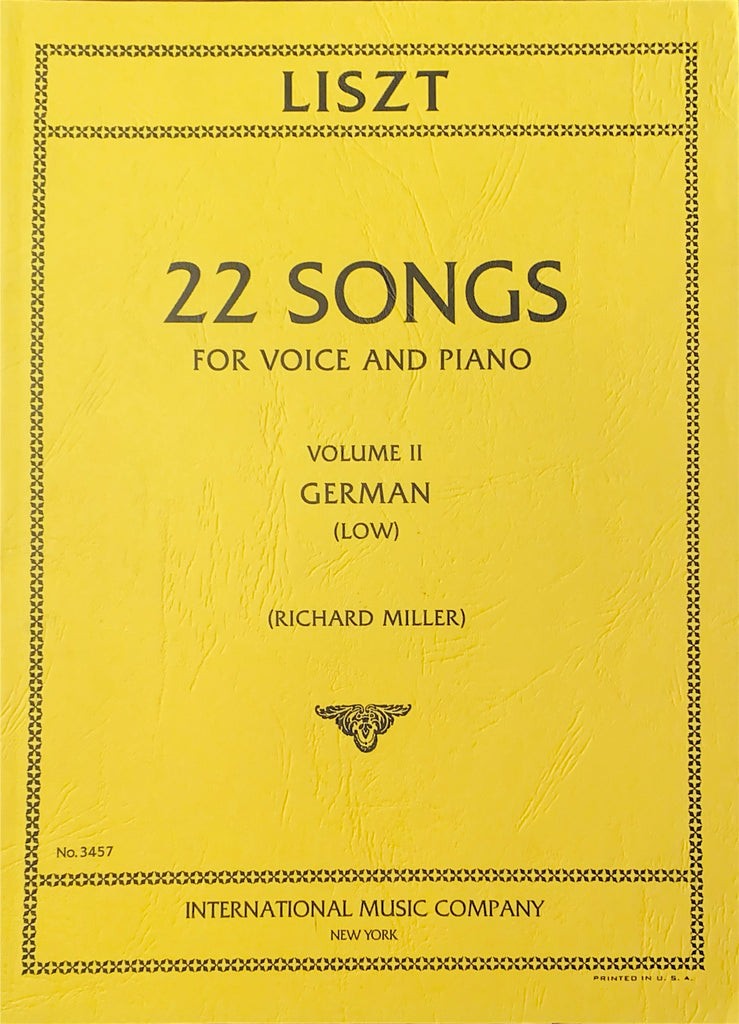 Liszt - 22 Songs, Vol. 2 (German) - Low Voice and Piano