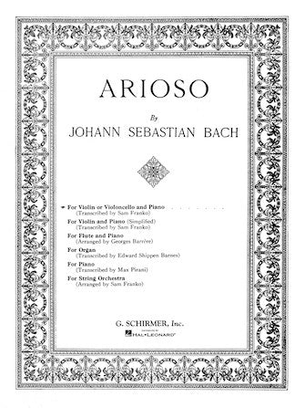 Bach - Arioso - Violin (or Cello) and Piano
