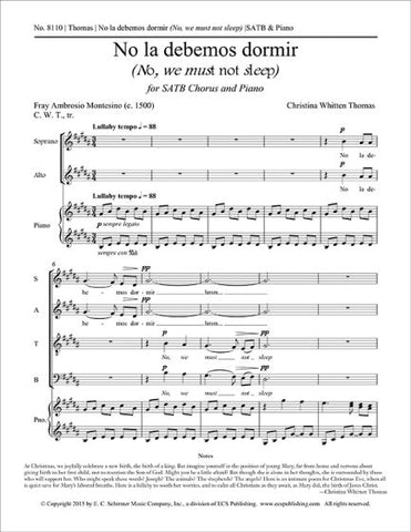 Thomas - No la Debemos Dormir - SATB