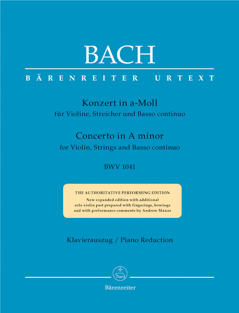 Bach - Concerto for Violin, Strings and Basso Continuo in A Minor, BWV 1041 - Violin and Piano