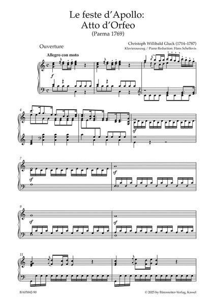 Gluck - Atto d'Orfeo from "Le feste d'Apollo"; Parma Version 1769 - Vocal Score