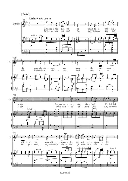 Gluck - Atto d'Orfeo from "Le feste d'Apollo"; Parma Version 1769 - Vocal Score