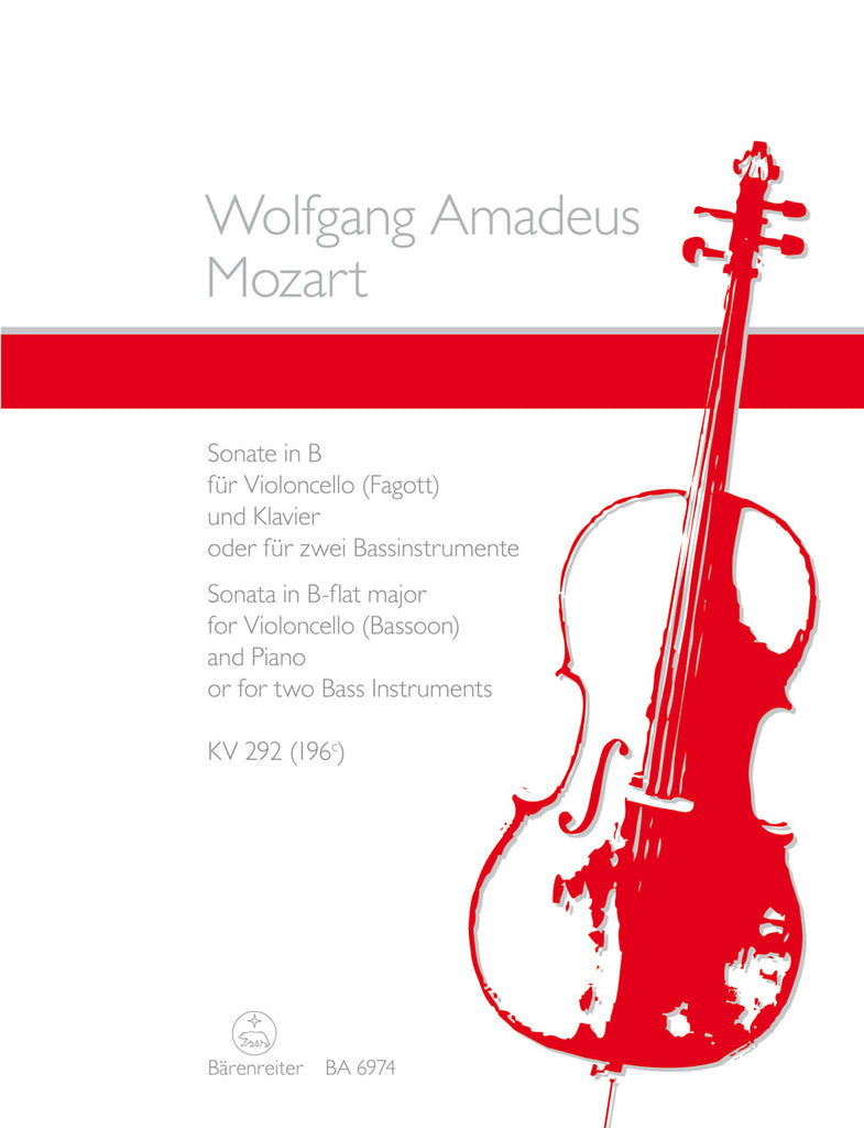 Mozart - Sonata for Violoncello (Bassoon) and Piano according K. 292 (196c) or for two Bass Instruments K. 292 (196c) in B-flat major - 2 Bass Instruments