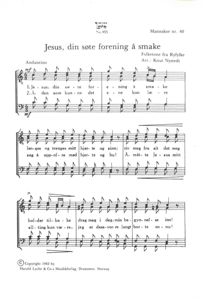 Nystedt - Jesus, din søte forening å smake - SATB