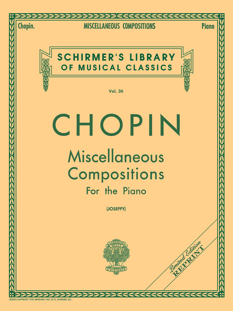 Chopin, ed. Joseffy – Miscellaneous Compositions – Piano