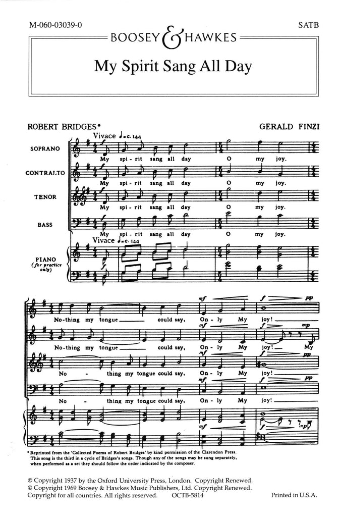 Finzi - My Spirit Sang All Day - SATB