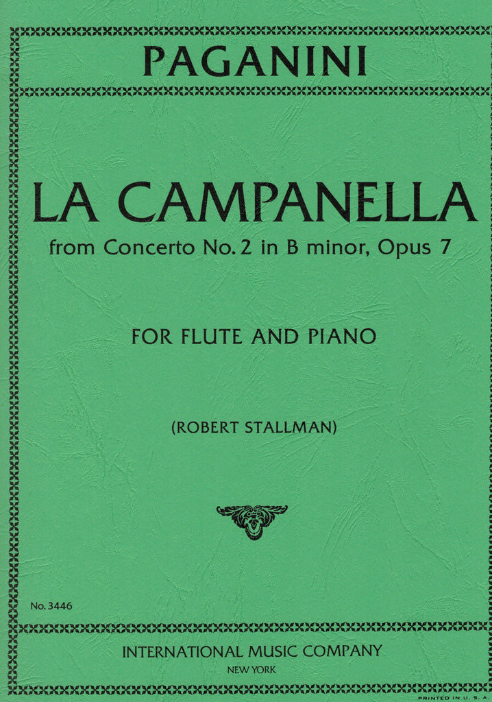 Paganini, ed. Stallman - La Campanella from "Concerto No. 2 in B Minor", Op. 7 - Flute and Piano