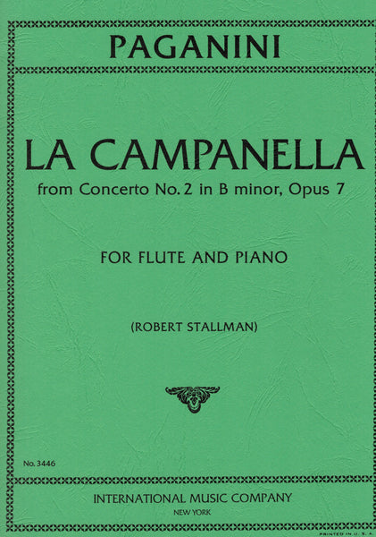 Paganini, ed. Stallman - La Campanella from "Concerto No. 2 in B Minor", Op. 7 - Flute and Piano