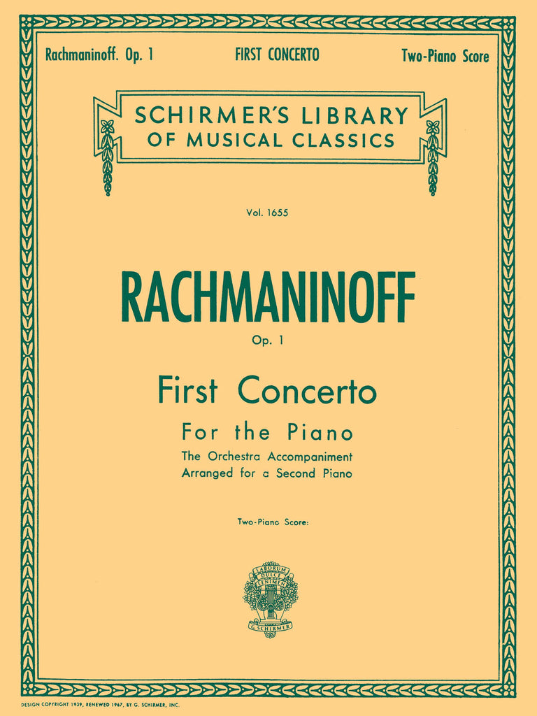 Rachmaninoff – First Concerto for Piano in F# minor, Op. 1 – Two-Piano Score