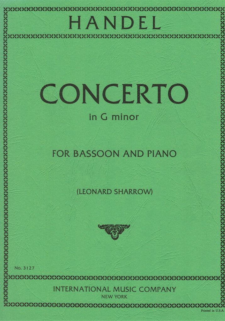 Handel, ed. Sharrow – Concerto in G Minor – Bassoon and Piano