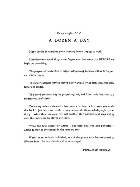 Burnam – A Dozen a Day, Book One – Piano Method