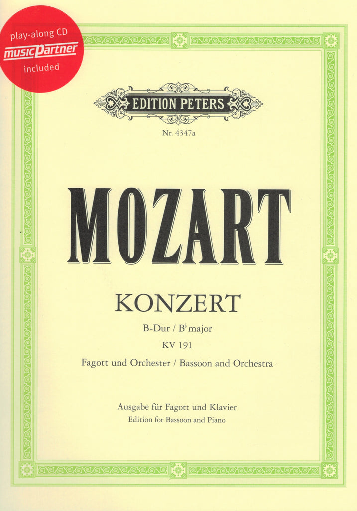 Mozart, ed. Schletterer – Concerto in Bb Major, K. 191 (w/CD) – Bassoon and Piano