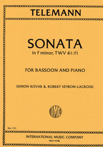 Telemann, arr. Veyron-Lacroix, ed. Kovar – Sonata in F Minor – Bassoon and Piano