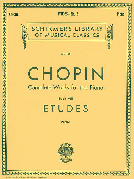 Chopin, ed. Mikuli - Complete Works for the Piano, Book 8: Etudes - Piano