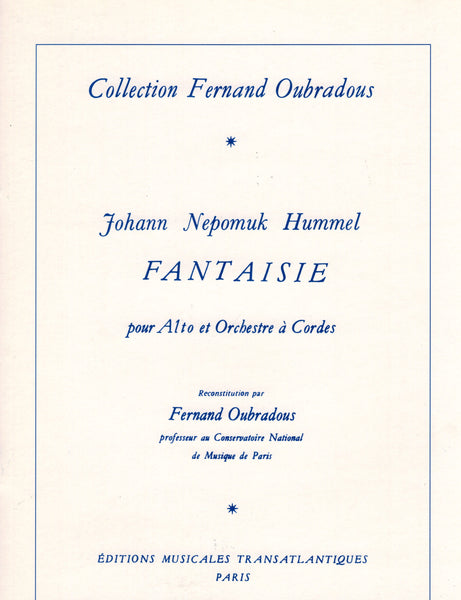 Hummel, ed. Oubradous - Fantaisie - Viola and Piano