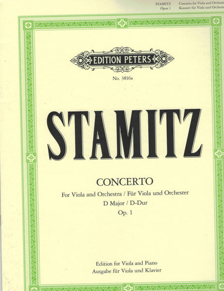 Stamitz - Viola Concerto, Op. 1 - Viola and Piano