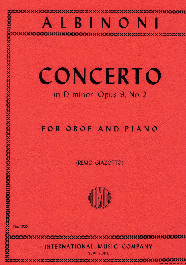 Albinoni, ed. Giazotto - Concerto in D Minor Op. 9/2 - Oboe and Piano