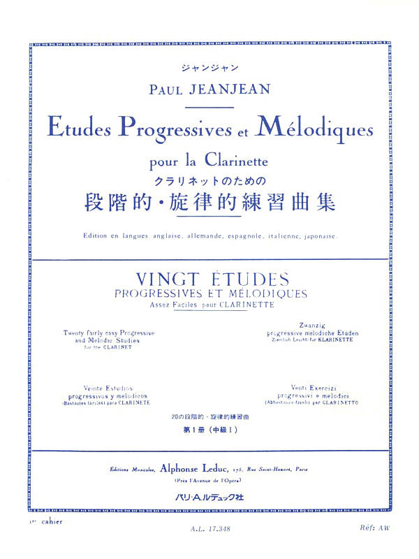 Jeanjean – Vingt Etudes Progressives et Melodiques, Vol. 1 – Clarinet Method