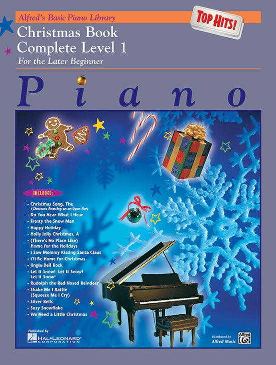 Alfred's Basic Later Beginner: Christmas Top Hits, Level 1 Complete - Piano Method