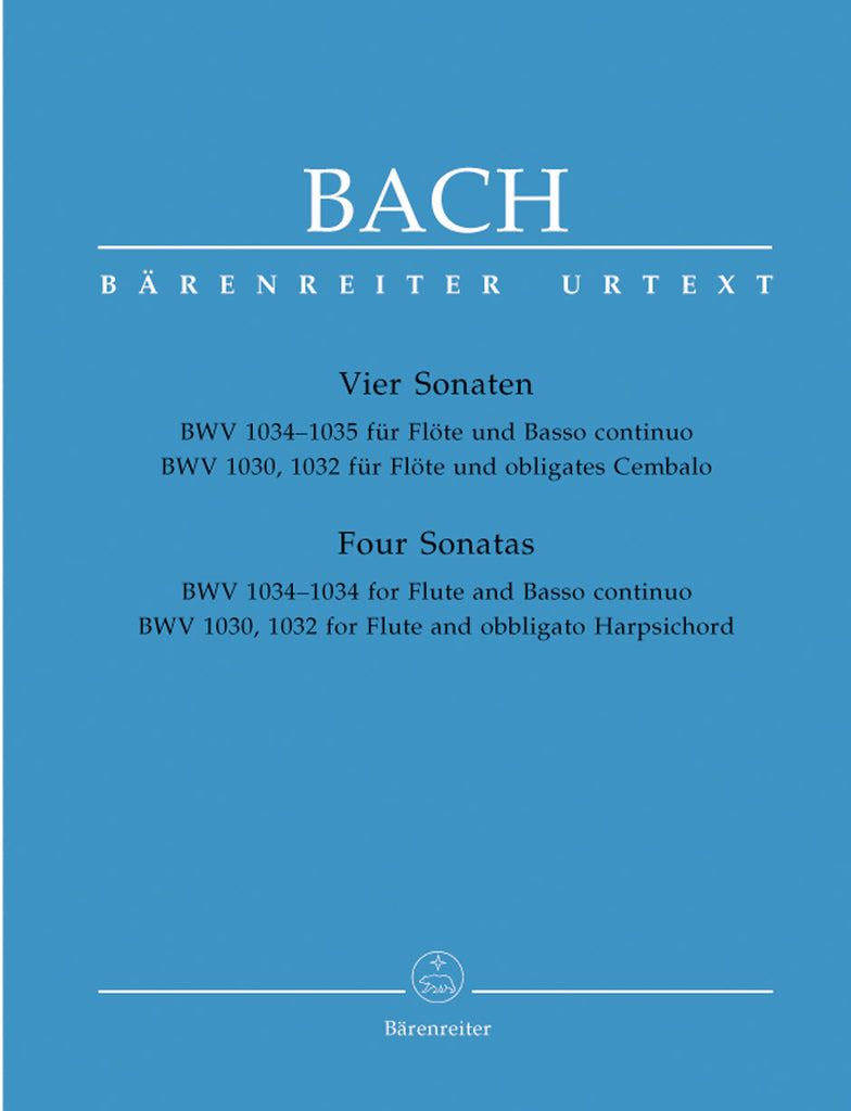 Bach, ed. Schmitz - Four Sonatas, BWV 1034-1035 for Flute and Basso continuo, BWV 1030, 1032 for Flute and obbligato Harpsichord - Flute and Basso Continuo/Harpsichord