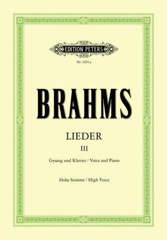 Brahms - Lieder, Volume 3 - High Voice and Piano