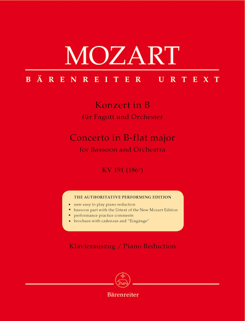 Mozart, ed. Giegling – Concerto in Bb Major, K. 191 – Bassoon and Piano