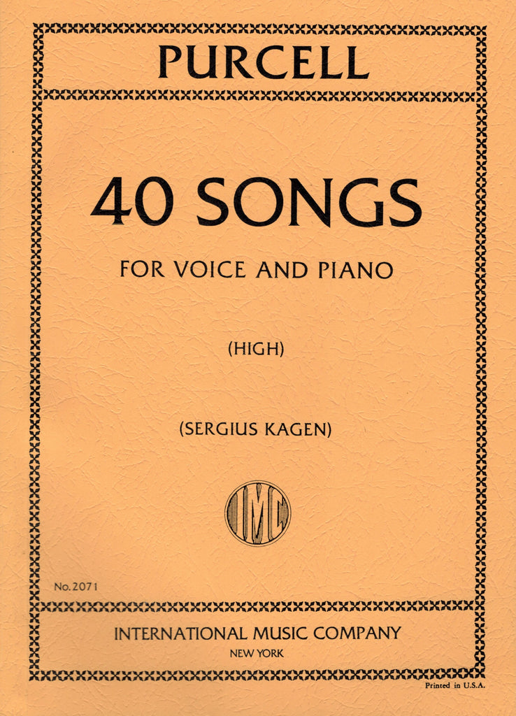 Purcell, ed. Kagen - 40 Songs (Complete) - High Voice and Piano