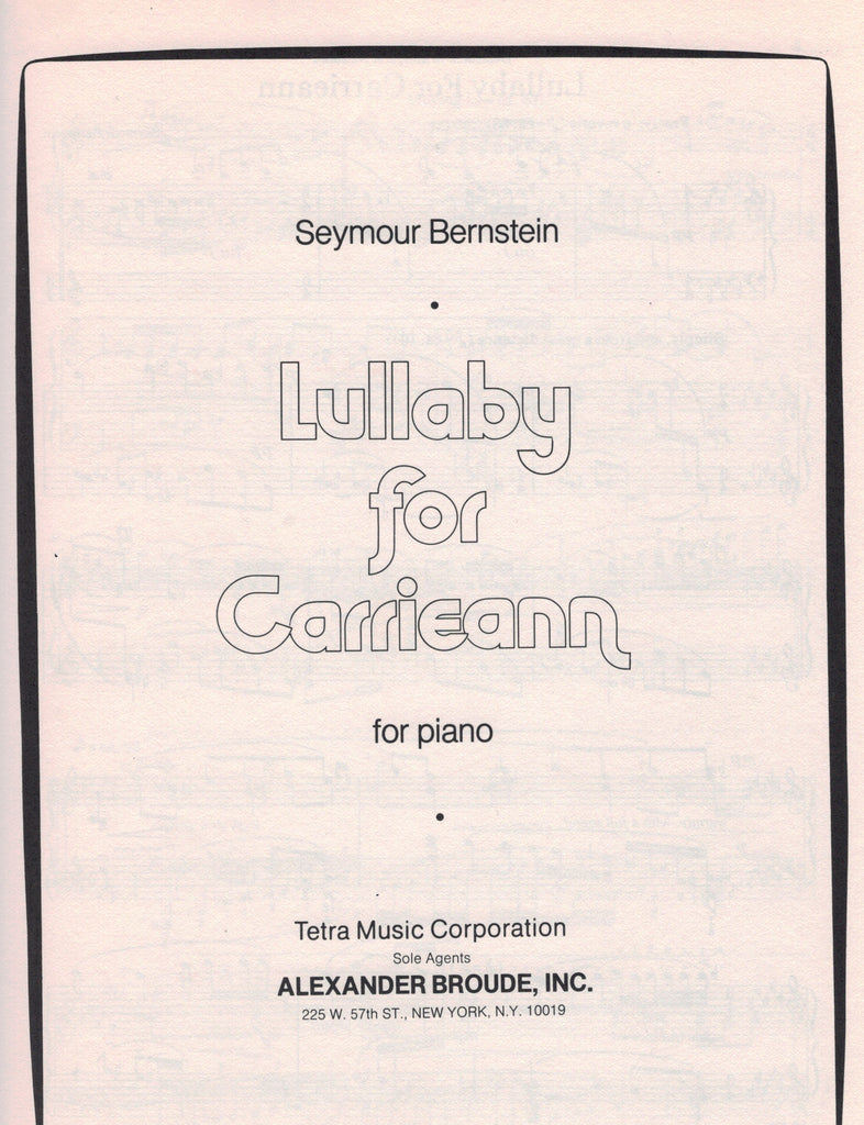 Bernstein, S. – Lullaby for Carrieanne – Piano