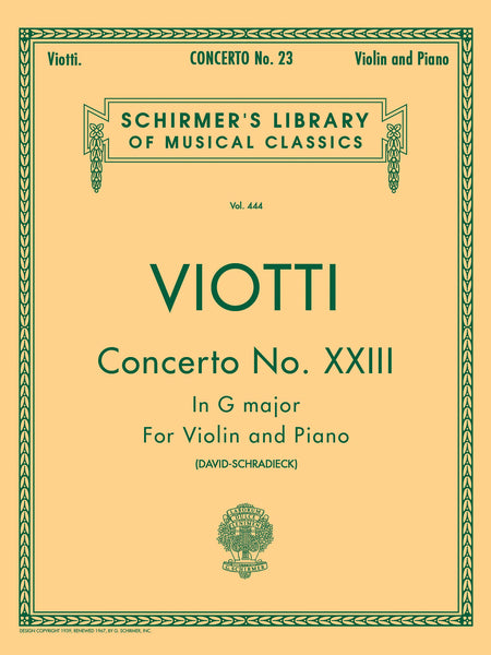 Viotti, eds. David and Schradieck - Concerto No. 23 in G Major - Violin and Piano