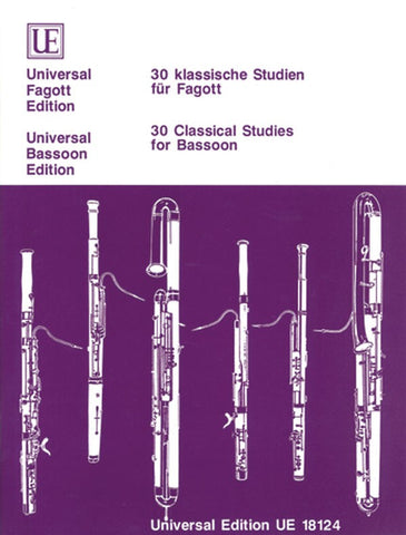 Waterhouse, ed. – 30 Classical Studies for Bassoon – Bassoon Method