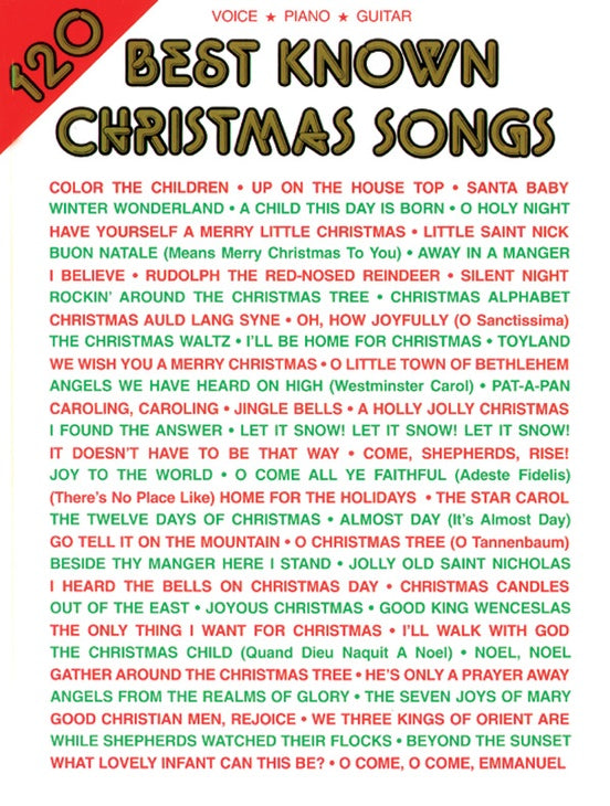 Various - 120 Best Known Christmas Songs - Piano, Vocal, Guitar