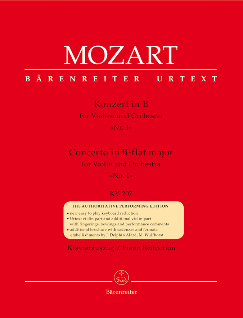 Mozart - Concerto for Violin and Orchestra No. 1 in Bb Major, KV. 207 - Violin and Piano