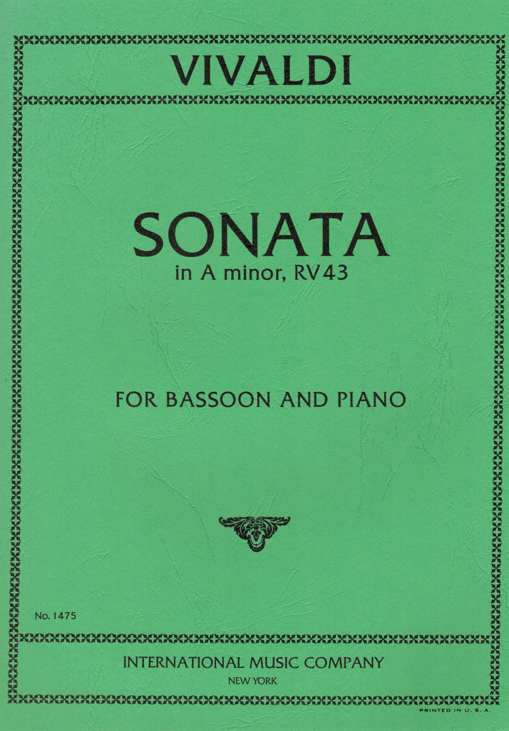 Vivaldi, ed. Garfield – Sonata in A Minor, RV. 43 – Bassoon and Piano