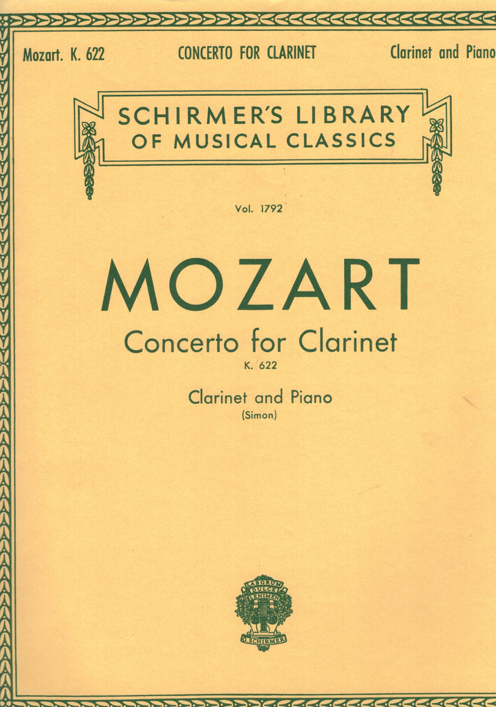 Mozart - Concerto for Clarinet, K. 622 - Clarinet in Bb and Piano