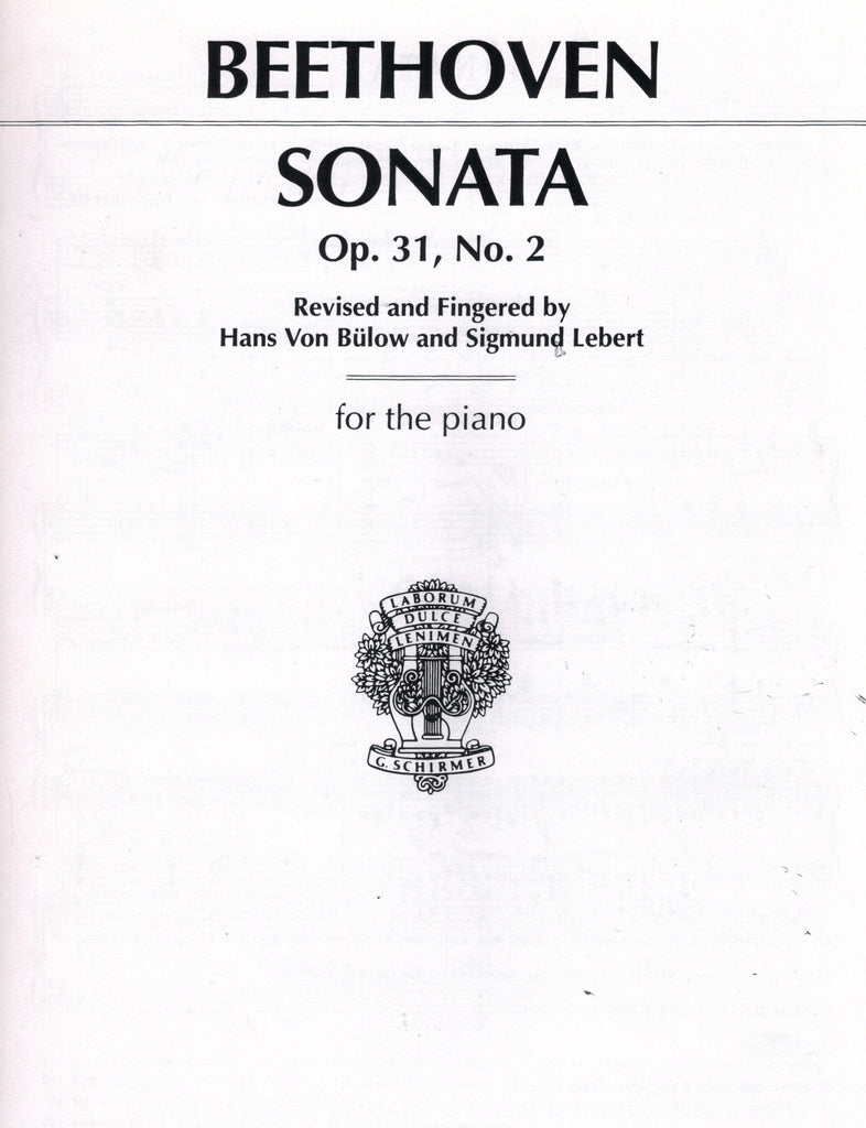 Beethoven, ed. Von Bulow and Lebert – Sonata, Op. 31/2 – Piano
