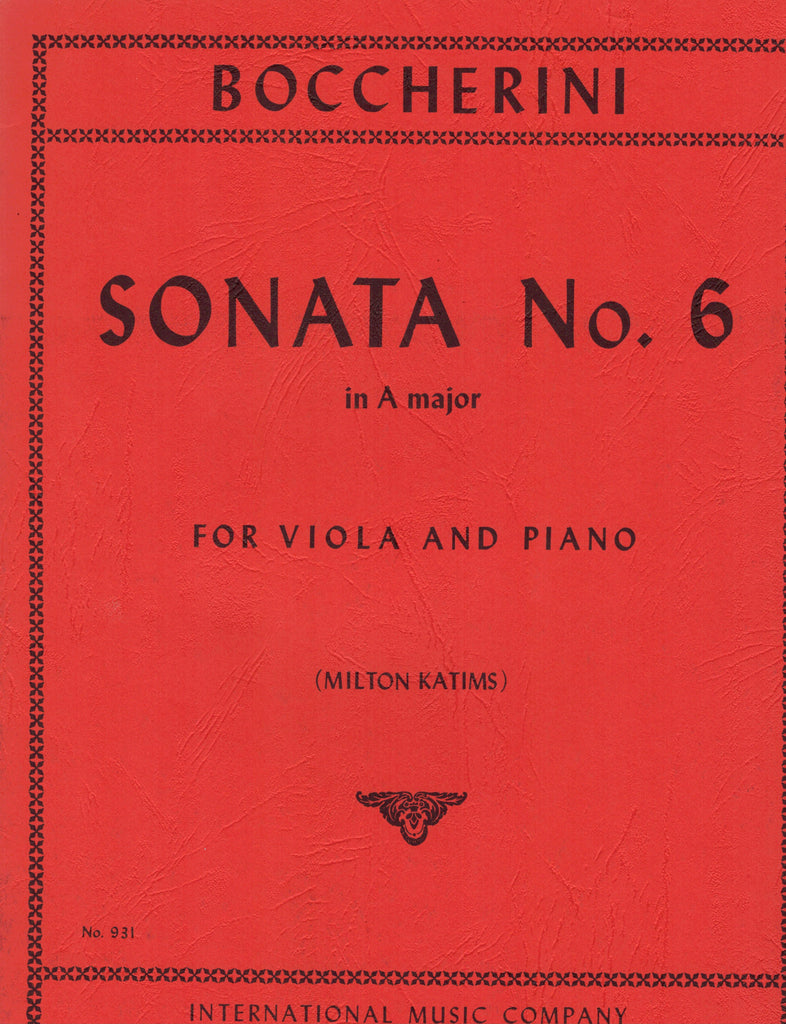 Boccherini, ed. Katims - Sonata No. 6 in A Major - Viola and Piano