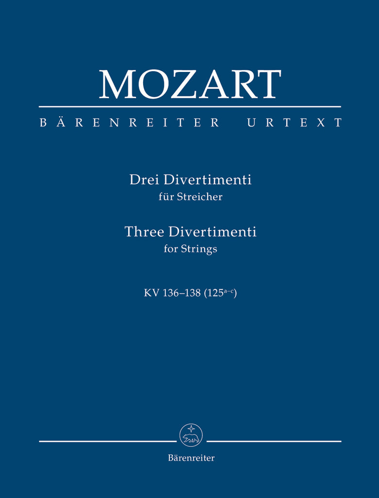 Baerenreiter - 3 Divertimenti for String Quartet or String Orchestra - Study Score
