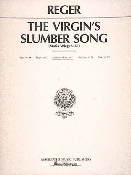 Reger - The Virgin's Slumber Song (F Major) - Medium Voice and Piano