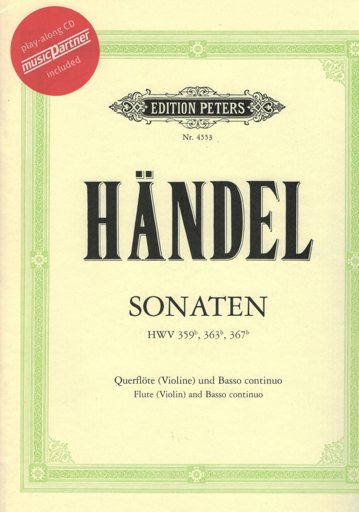 Handel - Sonatas, HWVs. 359, 363, and 367 (w/CD) - Flute (Violin) and Piano