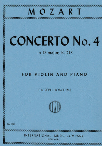 Mozart, ed. Joachim - Concerto No. 4 in D, K.218 - Violin and Piano