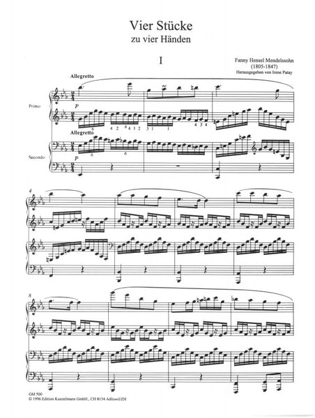 Mendelssohn, F., ed. Patay – Four Pieces for Piano Duet – Piano, 4 Hands