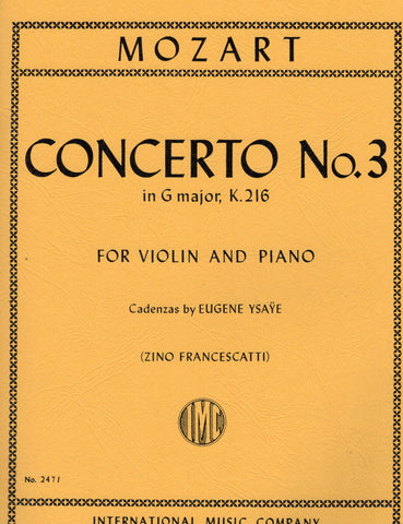 Mozart, ed. Francescatti - Concerto No. 3 in G Major, K.216 - Violin and Piano