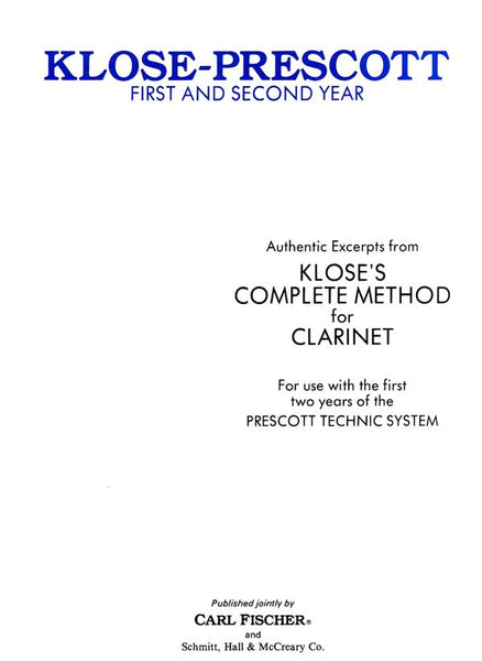 Klose-Prescott – First and Second Year – Clarinet Method